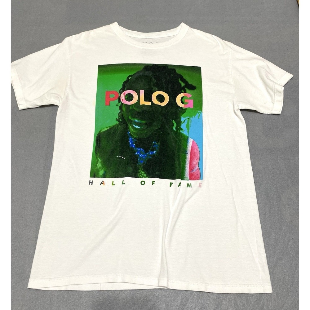 Polo G Hall Of Fame Portrait‎ Music COTTON White T-Shirt HIP-HOP Medium